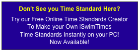 Don’t See you Time Standard Here? 
Try our Free Online Time Standards Creator  
To Make your Own iSwimTimes  Time Standards Instantly on your PC! 
Now Available!