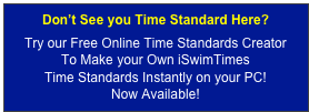 Don’t See you Time Standard Here? 
Try our Free Online Time Standards Creator  
To Make your Own iSwimTimes  Time Standards Instantly on your PC! 
Now Available!